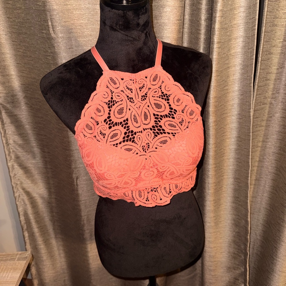 PINK Victoria's Secret Coral Lace Bralette